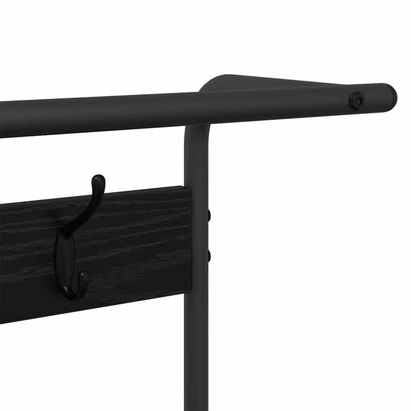 Kapstok Zwart Eiken – Garderobe Standaard – Jasrek – Schoenenrek – Halmeubel – Compact Ontwerp – Duurzaam Gelamineerd Hout – 75x34x184 cm