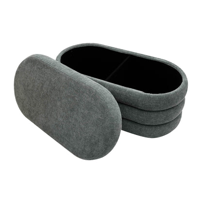 Poef – Opbergpoef – Zitpoef – Voetenbankje – Hocker – Polyester Stof – Met Opbergruimte – Afmeting 38x76x38 cm – Stevig MDF
