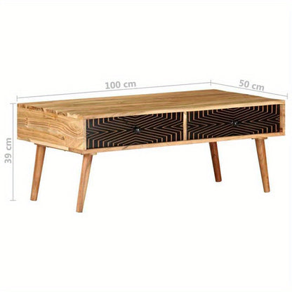 Salontafel – Woonkamertafel – Koffietafel – Bijzettafel – Loungetafel – Massief Acaciahout – 100x50x39 cm – Robuust & Duurzaam