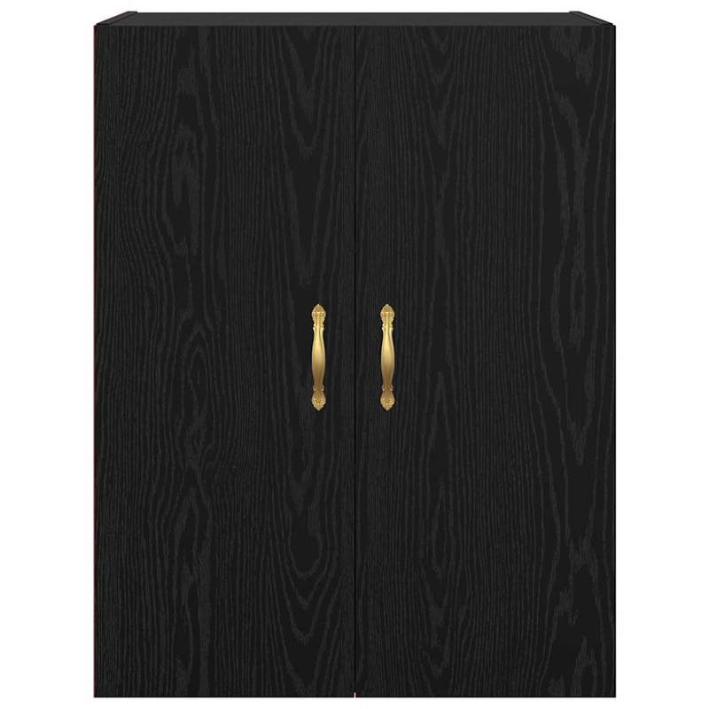 Zwarte Wandkast – Wandmeubel – Opbergkast – Hangkast – Muurbekleding – Modern Design – Duurzame MDF Eikenlook – Ruimtebesparend Verticaal 69 cm