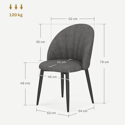 Eetkamerstoel – Keukenstoel – Stoel – Kuipstoel – Fluwelen Bekleding – Stalen Poten – Armlos – Set van 4 – Comfortabel – Compact