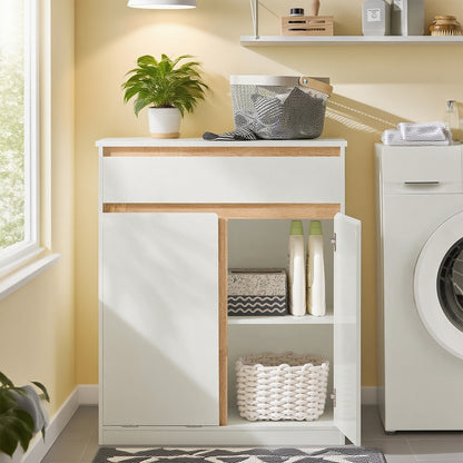 Wasmandkast – Wasmand – Wasbox – Wassorteerder – Waszak – Opvouwbare Waszak – MDF & Rubberhout – Compact 71x85x33 cm