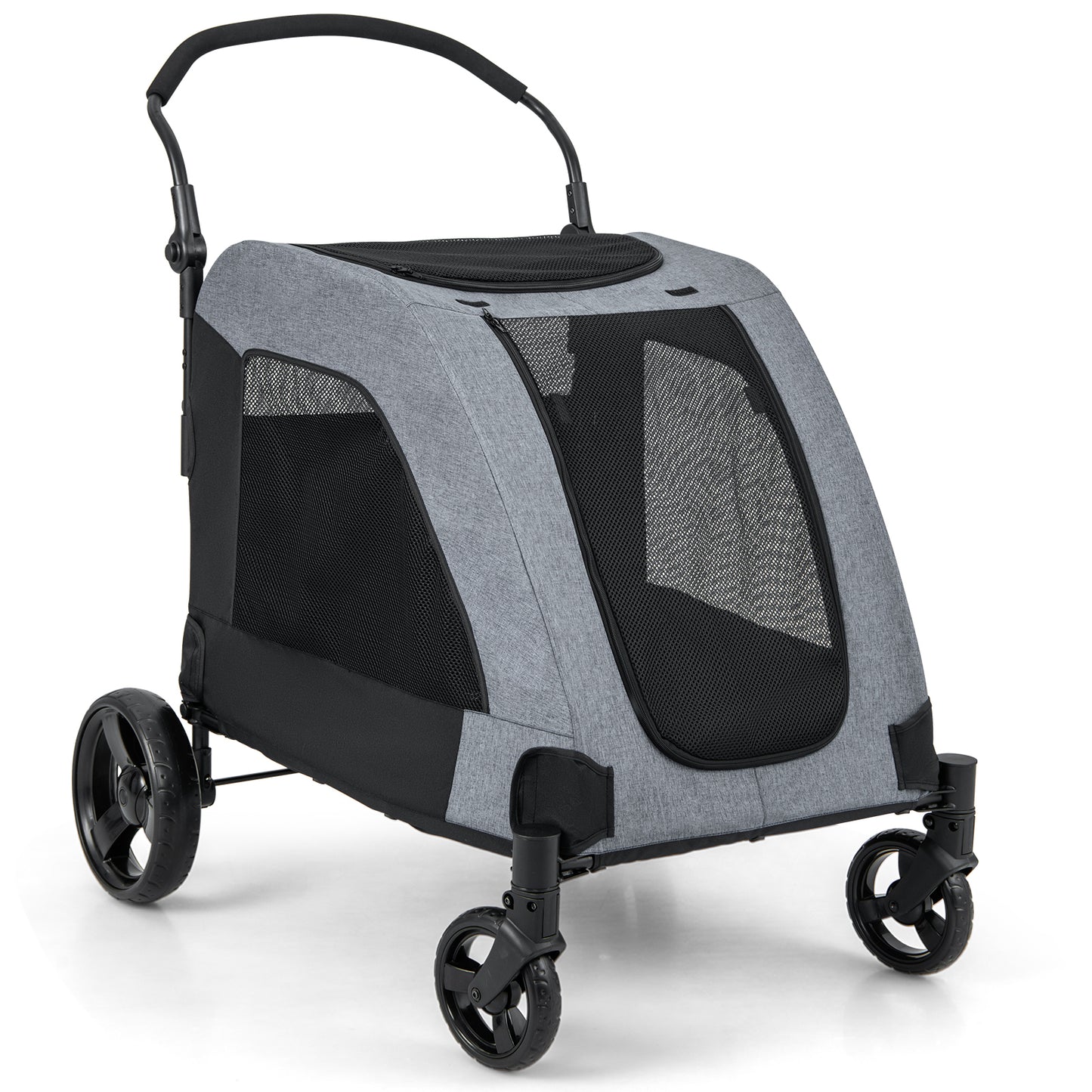 Hondenbuggy – Hondenwagen – Huisdierenwagen – Wandelwagen – Pet Stroller – Inklapbaar – Voor Middelgrote en Grote Honden – Met Grote Voordeur en Verstelbare Handgreep