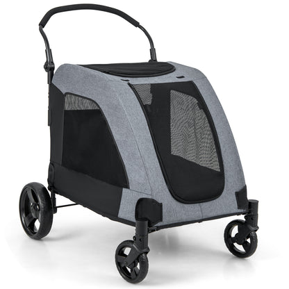 Hondenbuggy – Hondenwagen – Huisdierenwagen – Wandelwagen – Pet Stroller – Inklapbaar – Voor Middelgrote en Grote Honden – Met Grote Voordeur en Verstelbare Handgreep
