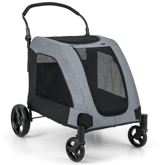 Hondenbuggy – Hondenwagen – Huisdierenwagen – Wandelwagen – Pet Stroller – Inklapbaar – Voor Middelgrote en Grote Honden – Met Grote Voordeur en Verstelbare Handgreep