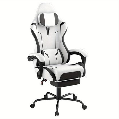 Gamingstoel – Gamestoel – Bureaustoel – Office Chair – Computerstoel – Ergonomisch – Verstelbare Hoogte – Massagefunctie – Draaggewicht 135 kg – Met Armleuningen en Voetensteun