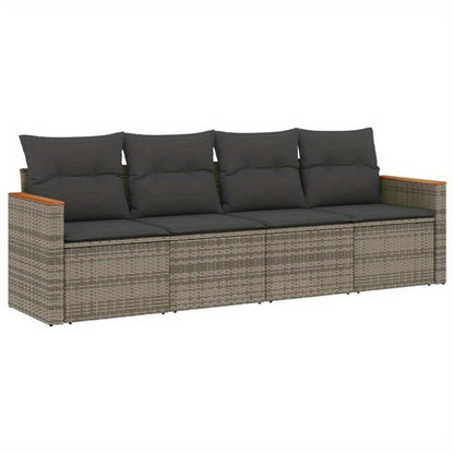 Loungeset – Tuinmeubelset – Gartenmöbel – Buitenbank – Polyrattan Set Grijs – 4-Delig – Weerbestendig & Comfortabel met Afneembare Kussens