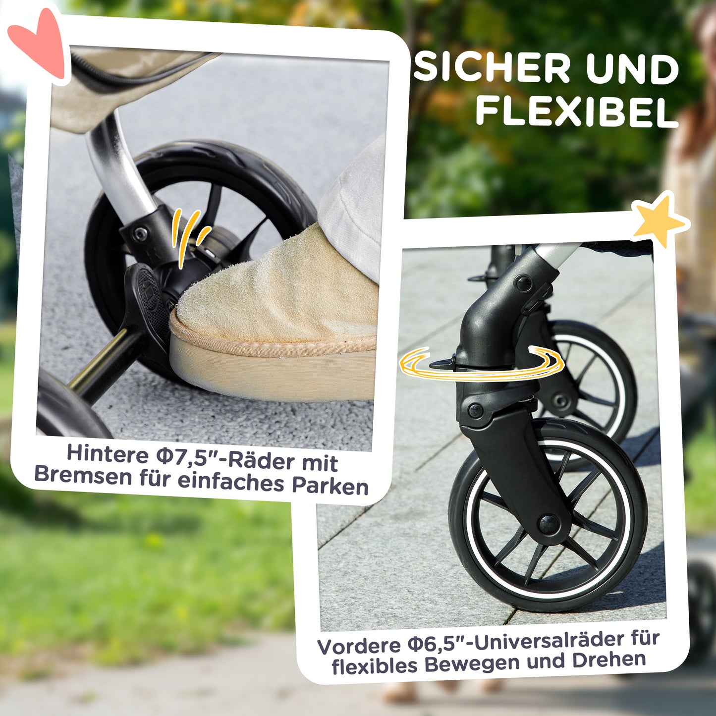 Hondenwagen – Wandelwagen – Draagkar – Huisdierwagen – Kinderwagen Hond – Lichtgewicht & Inklapbaar – Wasbaar Kussen & Mesh Ramen – Khaki