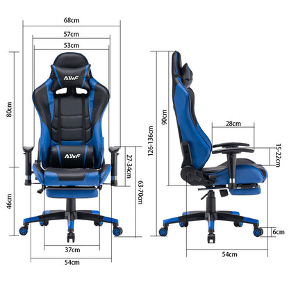 Gamingstoel – Gamestoel – Gaming Chair – Game Stoel – Bureaustoel – Volledig Verstelbare Rugleuning – Uitschuifbare Voetsteun – Rood Kunstleer – Ergonomisch