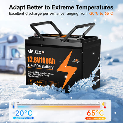 12V LiFePO4 Accu – Lithium Batterij – Deep Cycle Accu – Solar Accu – Camper Accu – 100Ah Capaciteit – Geavanceerd BMS Systeem – Langdurige Levensduur 15.000+ Cycli