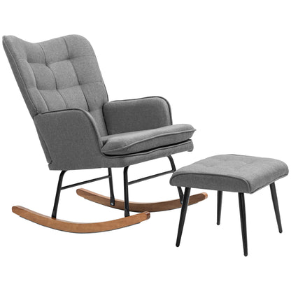 Draaifauteuil – Relaxstoel – Zithoekstoel – Lounge Stoel – Fauteuil Met Voetenbank – Donkergrijs Linnenlook – 360° Draaibaar – Max 130 kg Belastbaar