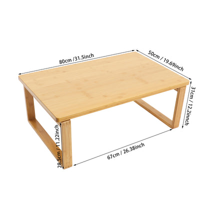 Lage Tafel – Salontafel – Bijzettafel – Laptoptafel – Campingtafel – Ruimtebesparend – Bamboe Blad & Metaal Frame – Inclusief Inklapbare Poten – 75 kg Draagvermogen – Log Color