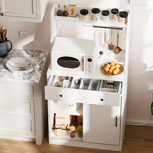 Keukenkast – Opbergkast – Buffetkast – Keukenmeubel – Keukenonderkast – Verstelbare Planken – Kras- en Slijtvast Kunststof – Modern Wit – 70x40x134 cm