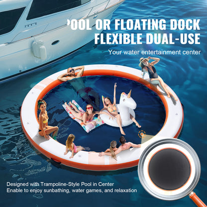 Zweefvlot – Drijfplatform – Zwemvlot – Watermat – Inflatable Vlot – Trampoline Gedeelte – 10 Voet Diameter – Duurzaam 2700g/m² PVC Met Antislip