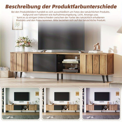 TV-meubel – Tv-kast – Lowboard – Mediameubel – Entertainmentmeubel – Natuurlijke Houttint Variant – 175 cm Breed – Geschikt voor 75 Inch TV