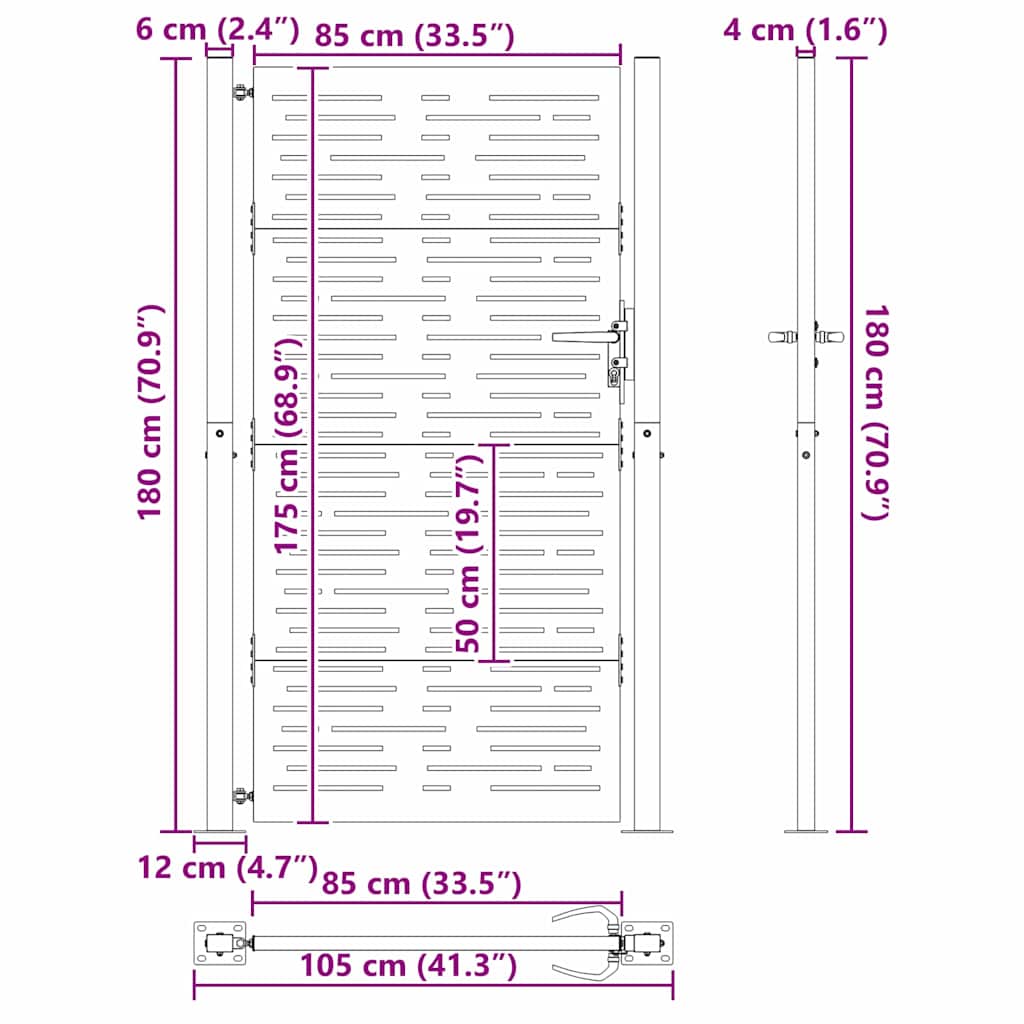 Moderne Metalen Tuinpoort – Tuinhek – Outdoor Gate – Veiligheidspoort – Stalen Poort – 105 x 175 cm – Gepoedercoat Staal – Veilig Slot
