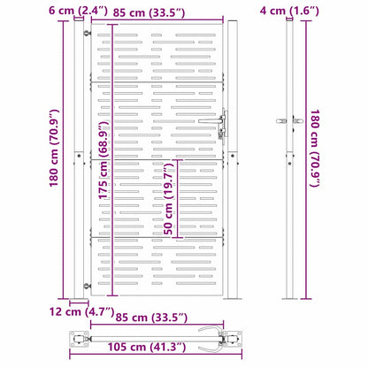 Moderne Metalen Tuinpoort – Tuinhek – Outdoor Gate – Veiligheidspoort – Stalen Poort – 105 x 175 cm – Gepoedercoat Staal – Veilig Slot