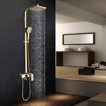 Douche Set – Douchekop – Regendouche – Handdouche – Badkraan – Gouden Afwerking – Messing Materiaal – 3 Functies