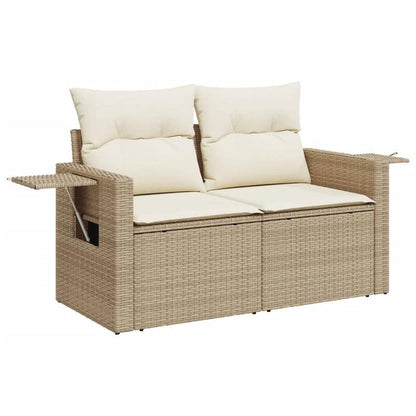 7-delige loungeset – tuinmeubelen – loungesofa – buitenmeubelen – zithoek – Beige kleur – Weerbestendig poly rattan – Afneembare wasbare kussens