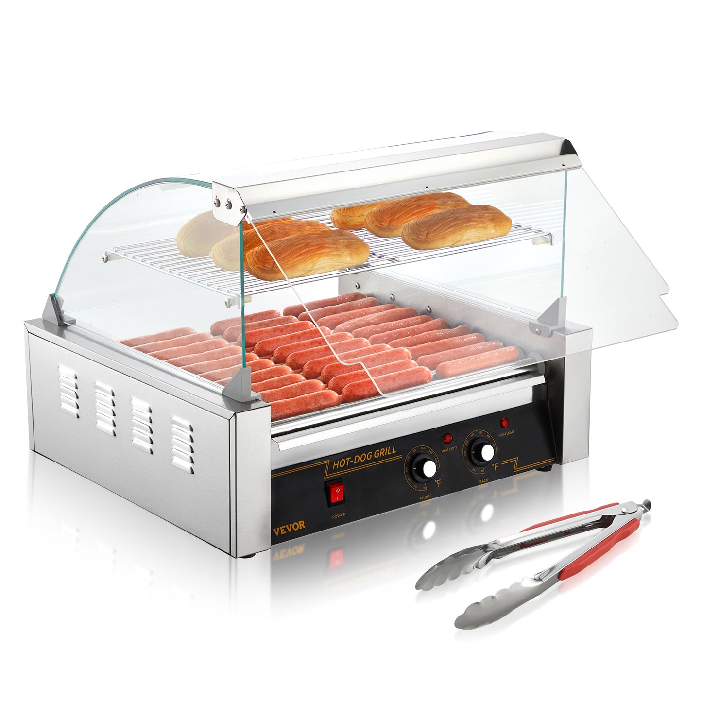 Hotdog Grill – Hotdog Roller – Worstjes Grill – Snackgrill – Elektrische Hotdog Maker – 11 Rollers Voor 30 Hotdogs – Professioneel RVS Met Temperatuurregeling Tot 250°C