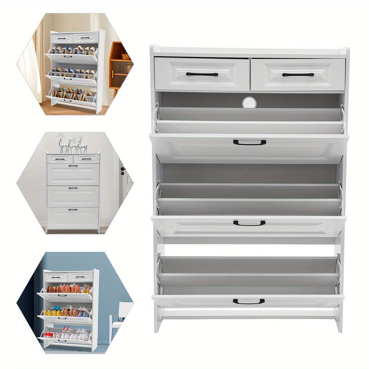 Schoenenkast – Schoenenrek – Schoenopberger – Schoenenkast – Schoenenorganizer – Wit – Ultra-Dunne Slanke Kast – 16-20 Paar Schoenen Capaciteit