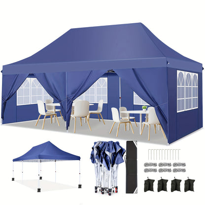 Partytent – Paviljoen – Feesttent – Tuintent – Easy Up – 3x6 Meter – 6 Zijwanden – Waterdicht – Inclusief Zandzakken