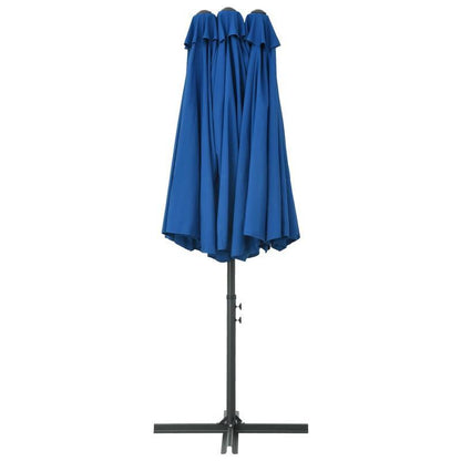 Adjustable Height Blue Parasol with Aluminum Pole - 460x270cm Portable Outdoor Sun Shade, Durable Polyester & Spandex Blend, Classic Rectangular Design for Patio, Garden, Poolside, Patio Shade, Garden Sun Protection, Sleek Pa