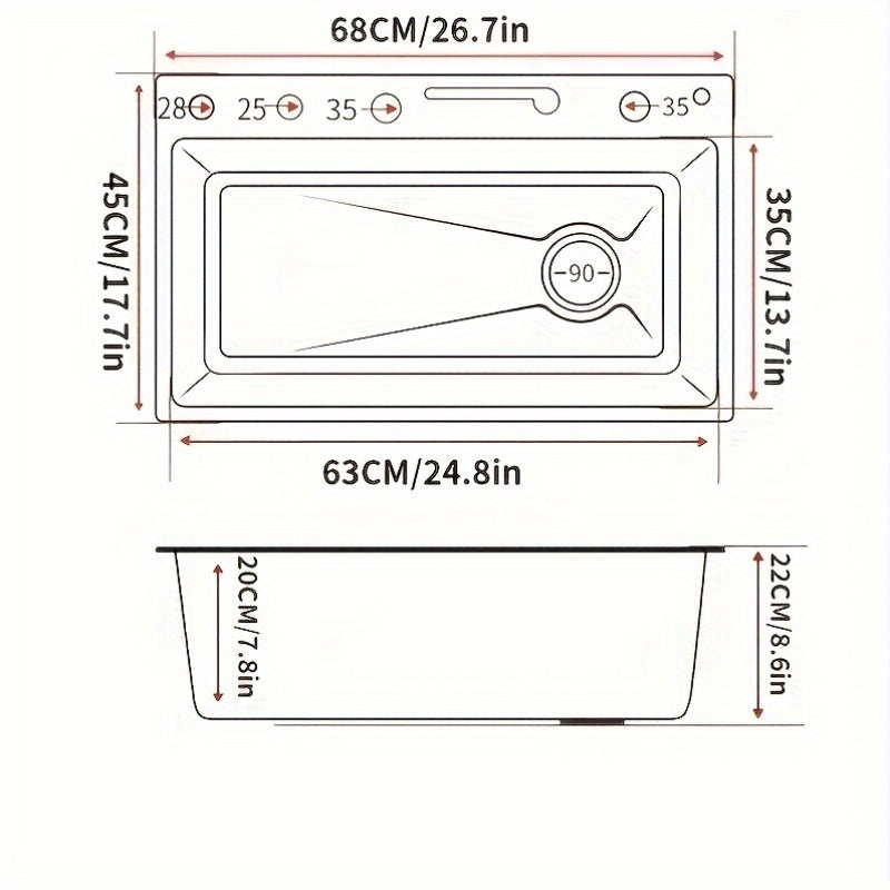 Spoelbak – Keukenspoelbak – Enkele Wasbak – Gootsteen – RVS Spoelbak – Digitale Kraan Display – Honingraat Nano Afwerking