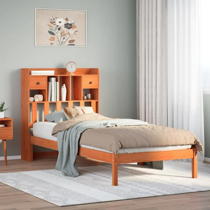 Modern Bookcase Bed with Built-in Shelves - Space-Saving Design, Hardwood Construction, Easy Assembly - for Small Apartments, Dorms, Studios - Marrone Cera (Brown-) - Mattress Not Included - Model 100x200cm (39x79"), Dorm Roo
