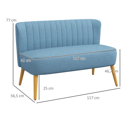 2-Zitsbank – Loveseat – Sofa – Tweezits – Bankstel – Blauw – Compact Retro Design – Onderhoudsvriendelijke Bekleding