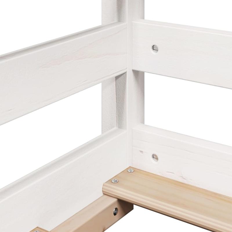 Bedframe – Bed – Slaapbank – Logeerbed – Studentenkamerbed – Wit – Massief Dennenhout – Compact 80x200 cm – Eenvoudige Montage