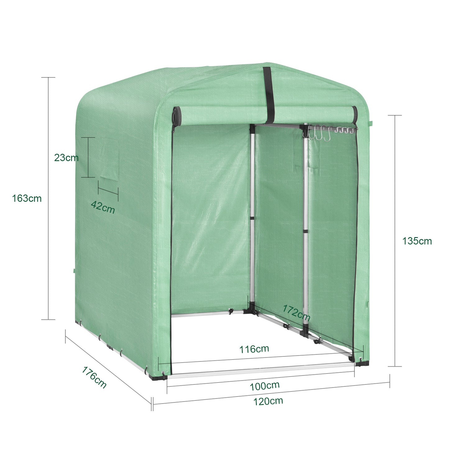 Fietsenstalling – Fietsenhok – Bike Shelter – Fietsenberging – Tuinhuisje – Weerbestendig Aluminium Frame – UV-Bestendig PE-Doek 120x163x176 cm Groen