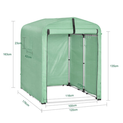 Fietsenstalling – Fietsenhok – Bike Shelter – Fietsenberging – Tuinhuisje – Weerbestendig Aluminium Frame – UV-Bestendig PE-Doek 120x163x176 cm Groen