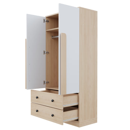 Kledingkast – Garderobekast – Linnenkast – Kleerkast – Kapkast – Dubbele Deuren en Lades – Compact Metaal 70x40x170 cm Gemengde Kleur