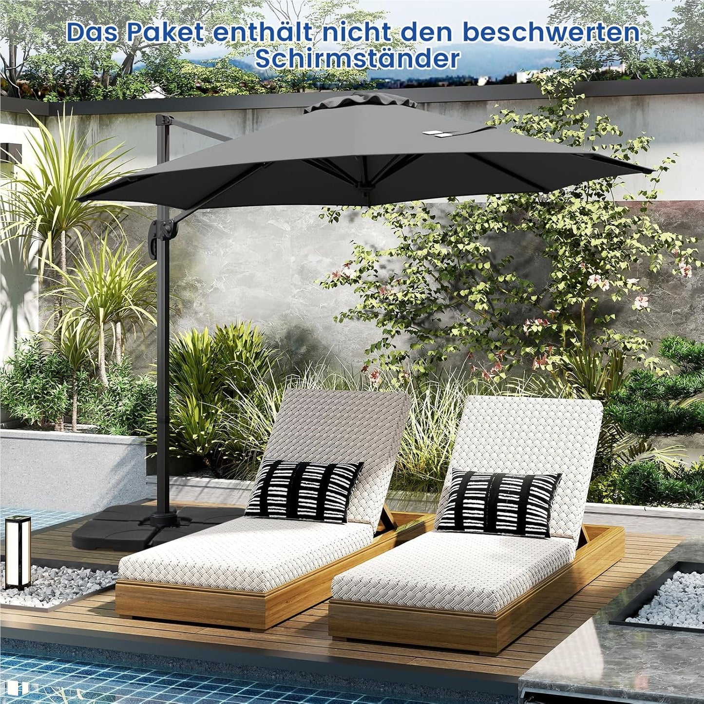 Parasol – Zweefparasol – Tuinparasol – Terrasparasol – Marktparasol – 300x300 cm – Verstelbaar Met 360° Rotatie