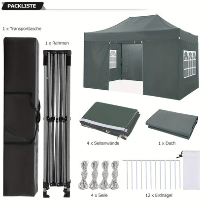 Partytent – Paviljoen – Feesttent – Tuintent – Opvouwbare Tent – 3x4,5m – Waterdicht – Versterkt Frame