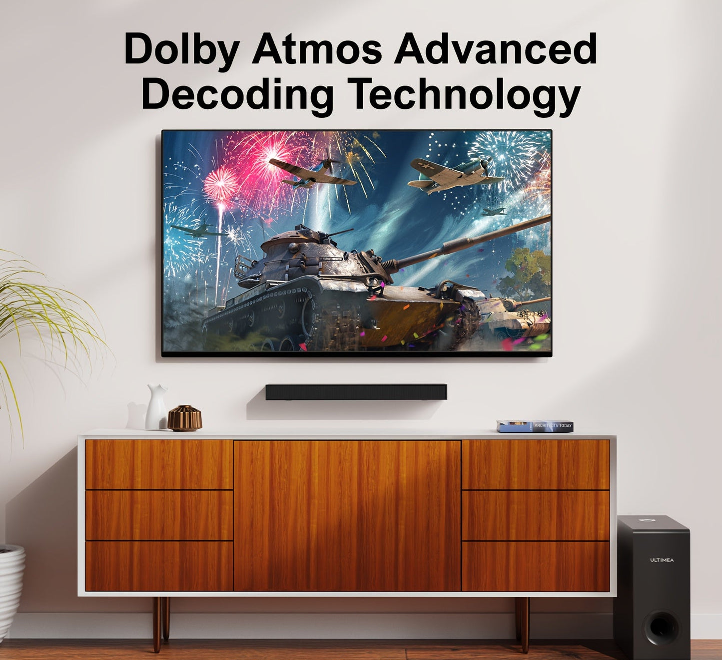 Soundbar – Geluidsbalk – TV Speaker – Home Cinema Geluidssysteem – Surround Sound Set – 2.1 Kanaals Met Subwoofer – Dolby Atmos Ondersteuning – 190W Bass Boost