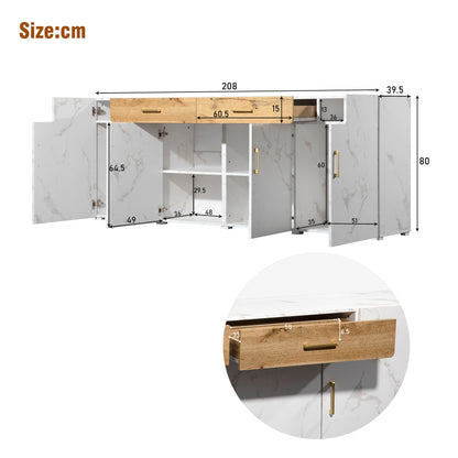 Sideboard – Dressoir – Tv-meubel – Buffetkast – Opbergkast – Houtlook Met Zwarte Accenten – 208x39,5x80 cm – MDF Met Melamine Coating