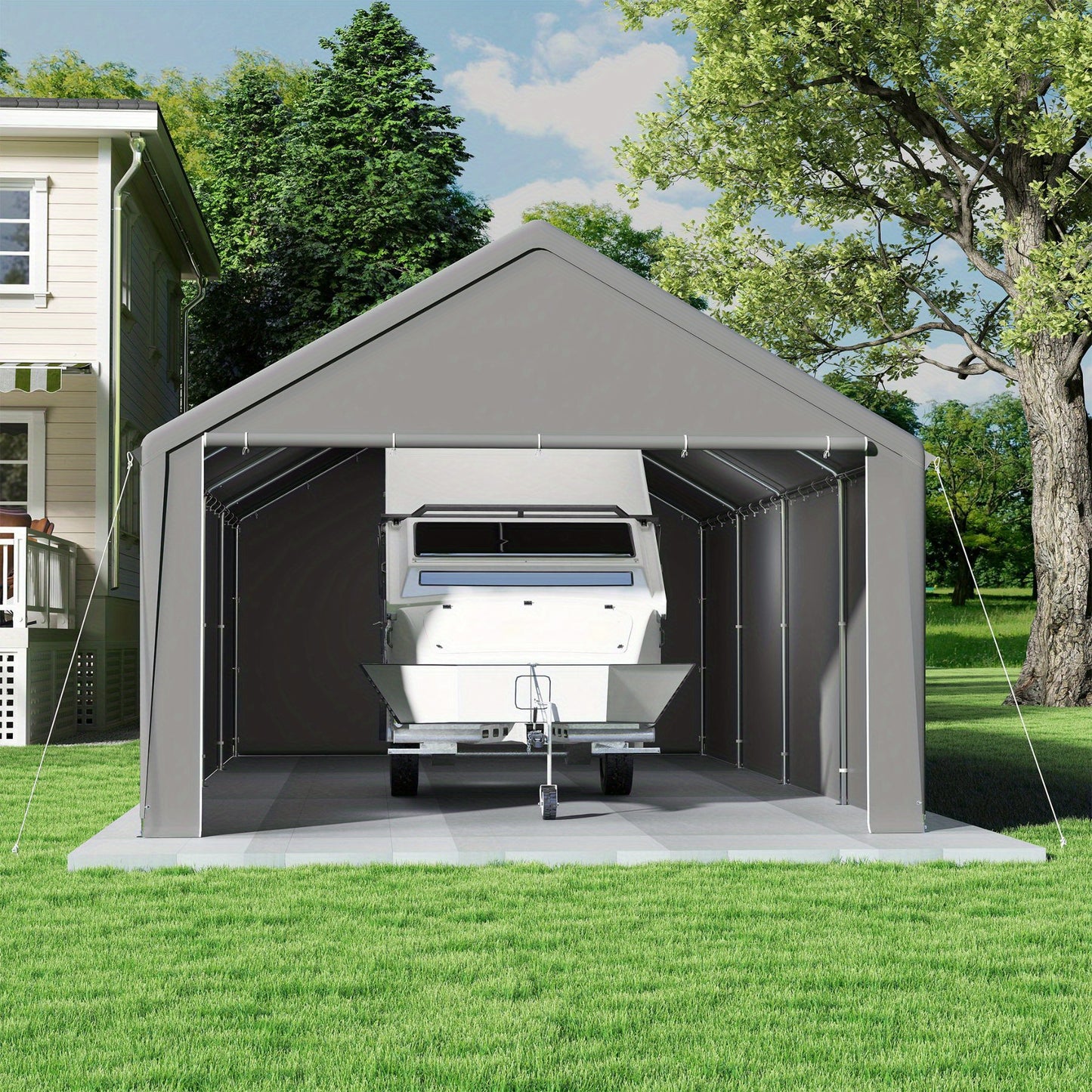 Carport Tent – Garage Tent – Opvouwbare Overkapping – Opslagtent – Auto Tent – 4x6 Meter – Stevig Metalen Frame – Afneembare Zijwanden