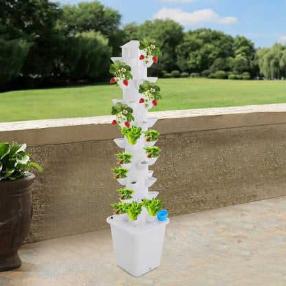 Hydroponische Kweektoren – Verticale Moestuin – Hydrocultuur Systeem – Plantentoren – Groeitoren – 9 Lagen Met 45 Plantgaten – Waterpomp Met 10L Tank – Compact Ruimtebesparend
