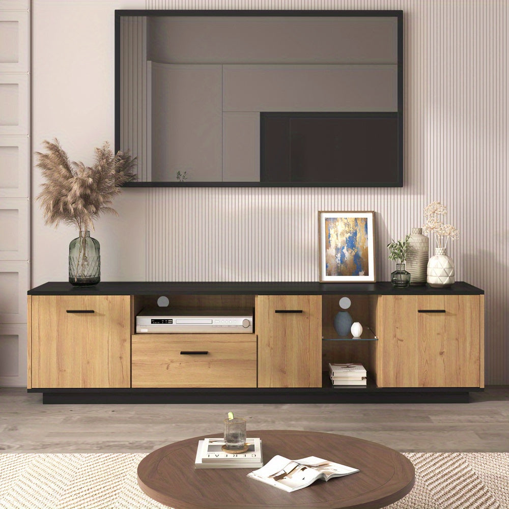 TV-meubel – Tv-kast – Mediameubel – Tv-dressoir – Tv-meubel naturel – 3 Deuren & 1 Lade – Stevige Constructie & Eenvoudige Montage