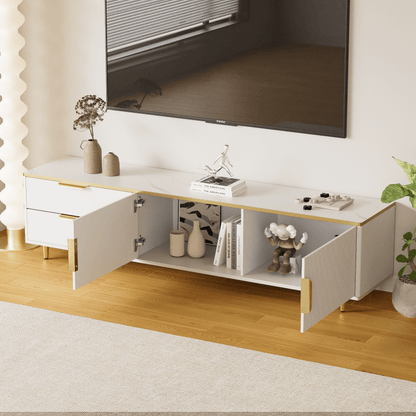TV-kast – Tv-meubel – Mediameubel – Dressoir – Audiomeubel – Wit-Gouden Design – Krasbestendig Spaanplaat – 175 cm Breedte