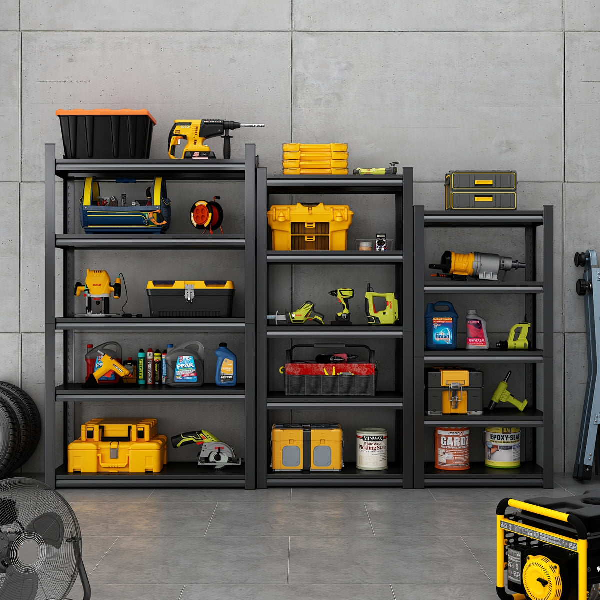 Stalen Rek – Metalen Stellingkast – Opbergrek – Werkplaatsrek – Garagekast – 5 Laags – Draagvermogen 650 kg – Verstelbare Hoogte – Krasbestendig – 160x80x40 cm