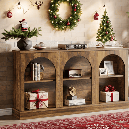 Console Tafel – Sidetable – Halmeubel – Opbergtafel – TV Meubel – Industrieel Design – 160 cm Breed – MDF Donkerbruin