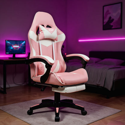Gamingstoel – Gaming Stoel – Bureaustoel – Gamer Stoel – Gamestoel Zwart-Geel – Ergonomisch Design – Verstelbare Voetensteun