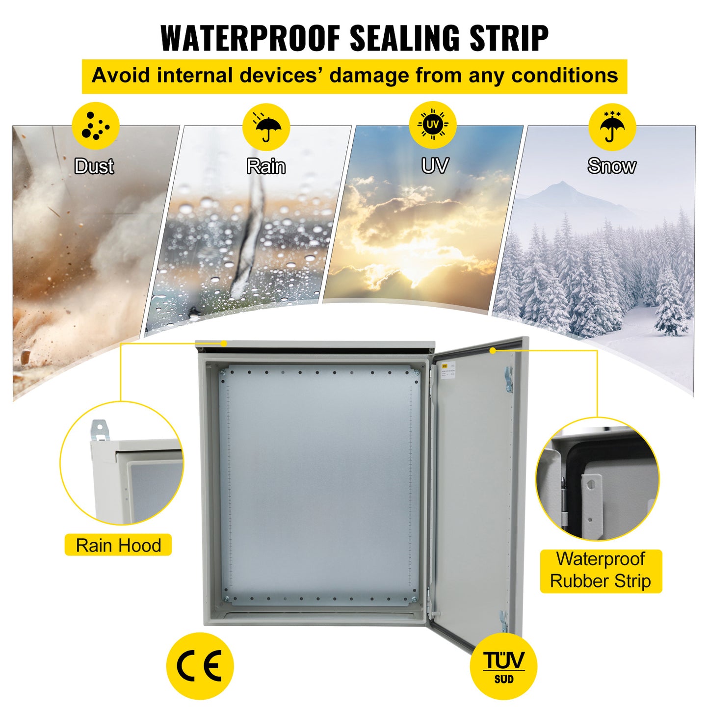 Elektrakast – Elektrische Behuizing – Stalen Kast – Groepenkast – Buitenbehuizing – IP65 Waterdicht – Koudgewalst Koolstofstaal 61x61x20 cm