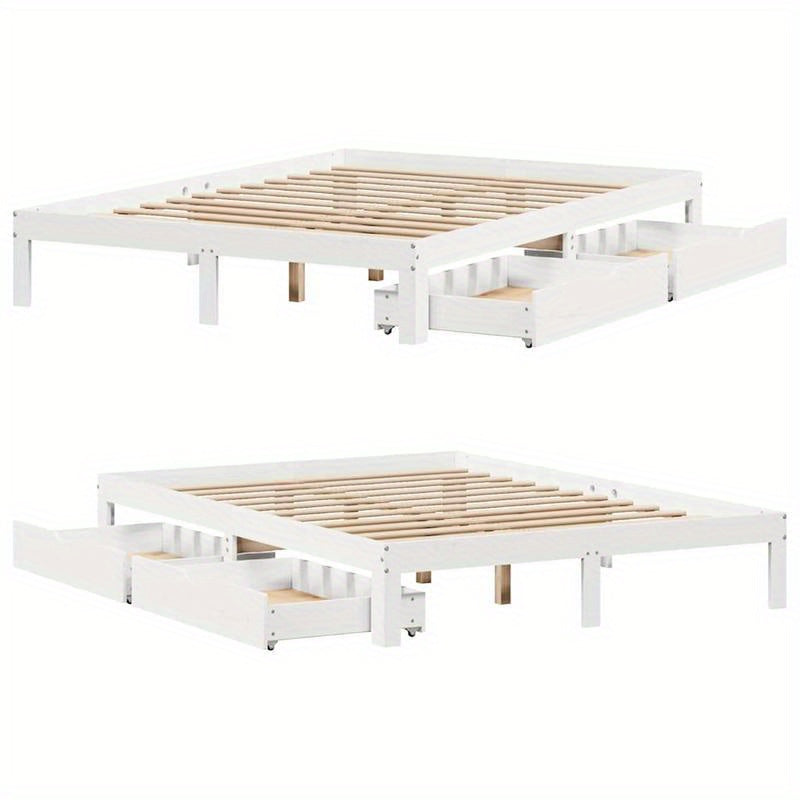 Bedframe – Bedbodem – Bedkast – Slaapbank – Massief Grenenhout – 120x190 cm – Stevig Met Opberglades – Eenvoudig Te Monteren