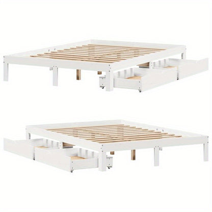Bedframe – Bedbodem – Bedkast – Slaapbank – Massief Grenenhout – 120x190 cm – Stevig Met Opberglades – Eenvoudig Te Monteren