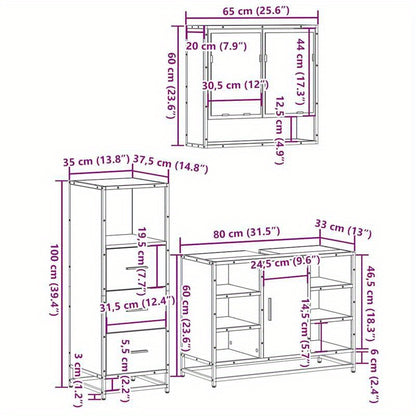 Badkamermeubelset – Badkamermeubels – Badkamerkast – Badkamermeubel – Meubelset – Sonoma Eiken – Duurzaam Hout – Compact Ontwerp