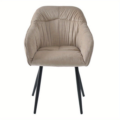 Eetkamerstoel Set 2 – Stoel Met Armleuning – Velours Stoel – Keukenstoel – Woonkamerstoel – Metalen Poot – Verstelbare Voorkant – Luxe Bruin Velours